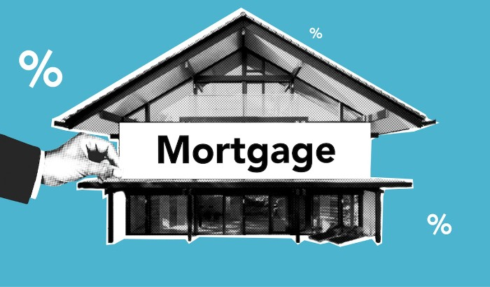 Mortgage sign in front of a building